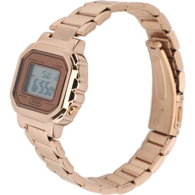 Dames Sport Elektronisch Horloge Ultra Dun Waterdicht Stalen Band Wekker Elektronische Pols beige