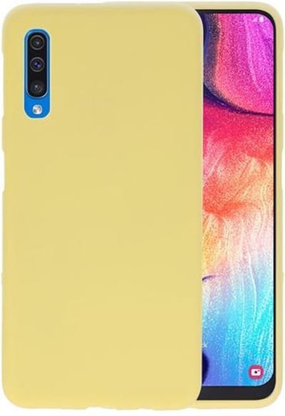Bestcases Color Telefoonhoesje - Backcover Hoesje - Siliconen Case Back Cover voor Samsung Galaxy A50 / A50S Geel
