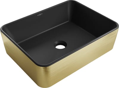 Mexen Catia opzetwastafel 48 x 37 cm, zwart mat/gouden lijnpatroon - 21314877