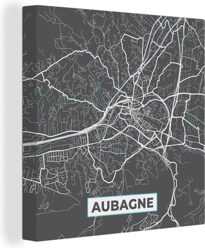 Canvas Schilderij Aubagne - Frankrijk - Plattegrond - Stadskaart - Kaart - 20x20 cm - Wanddecoratie