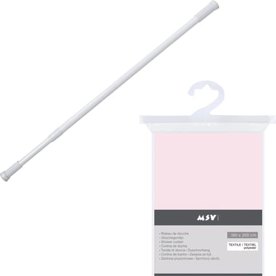 MSV Douchegordijn - lichtroze - polyester - 180 x 200 cm - incl ophangstang uitschuifbaar 70-120 cm