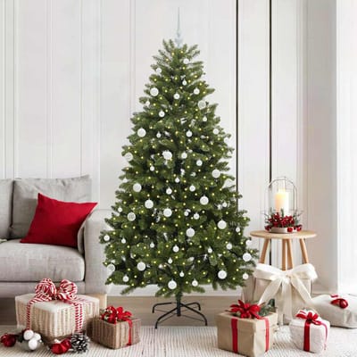vidaXL - Kunstkerstboom - 180 - cm - 300 - LED's - Warmwit - PVC - en - Staal - Groen
