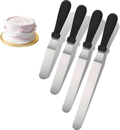 Allecto Plus - Glazuurspatel set van 4 professionele roestvrijstalen taartspatels voor taarten en gebak - Decoratie en bakken gereedschap met diverse maten - Hoekpalet spatels.