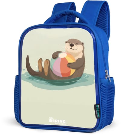 NoBoringSuitcases.com® - Rugzak blauw - Schooltas jongens - Otter in het water met een strandbal - Kinder rugtas jongen - Boekentas kind - Kinderrugzak voor school - Schoolrugzak