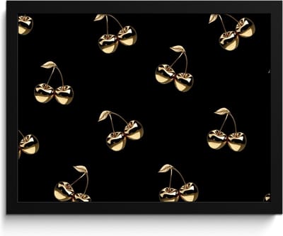 Fotolijst inclusief poster - Posterlijst 40x30 cm - Posters - Patroon - Kersen - Goud - Chrome - Foto in lijst - Keuken decoratie muur - Wanddecoratie accessoires - Muurdecoratie - Schilderijen