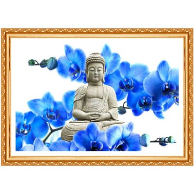 Volledige boor 5D DIY diamant schilderij  Bloemen en Boeddha  borduren kruissteek strass schilderen 20X30CM blue