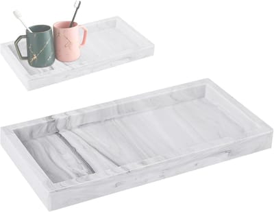 Sieradendoos - Opberger Decoratie - Badkamer Organiseren - Tijdloos Design - 30 x 13 cm - Wit Marmer