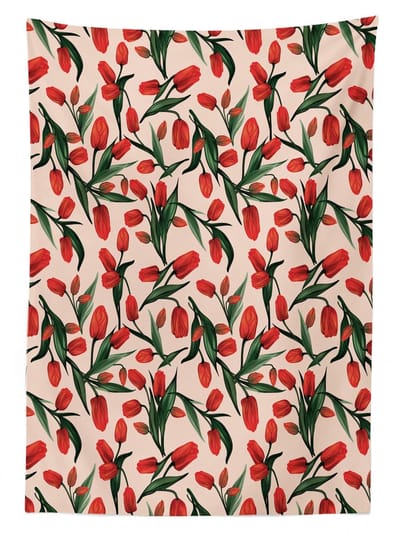 ABAKUHAUS Tafelkleed Tulpen – 140x170 cm – Sateen, Machinewasbaar