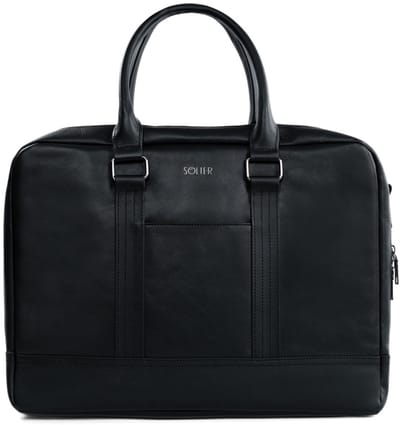 Solier | laptoptas | aktetas | Italiaans | leer | zwart | 43x33x11 cm | Ultimate Travelstyle