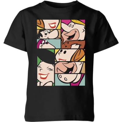The Flintstones Cartoon Squares Kids' T-Shirt - Black - 98/104 (3-4 jaar)