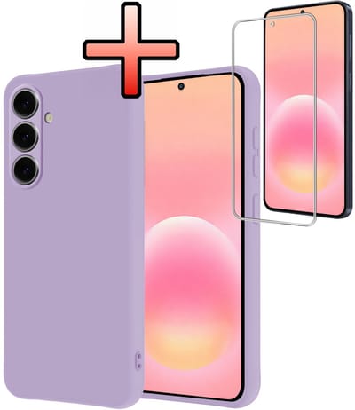 Hoesje - Met Screenprotector - Geschikt voor Samsung Galaxy A57 - Sterk & Shockproof - Back Cover - Siliconen Case - Telefoon Hoes - Lila