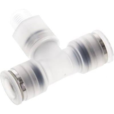8mm x R1/8'' inline T-stuk PA Insteekfitting Buitendraad FDA Draaibaar EPDM
