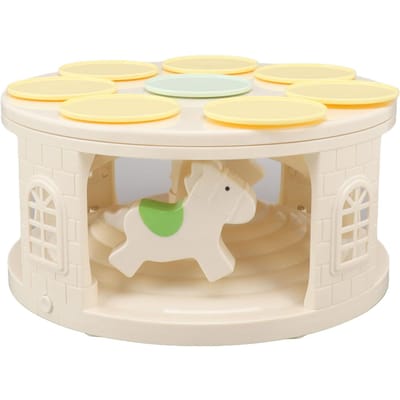 Roterende Dessertmachine LED Carrousel Automatische Roterende Dessertdisplaytafel met 4 Muziek voor beige