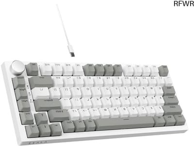 RFWR® 75% TKL Bedraad Mechanisch Gamingtoetsenbord met Volumeregelknop en Hot-Swap Functie - Ergonomisch en Compatibel met WIN/MAC