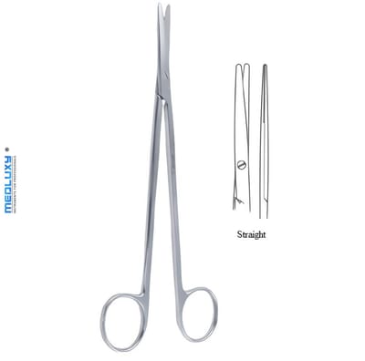 Medluxy - Metzenbaum Prepareerschaar - Recht - 18 cm - Stomp/Stomp - Professionele Kwaliteit (Verbandschaar, Dissectie, Verpleegkundige Schaar, Chirurgische Schaar, EHBO, Verpleegkunde)