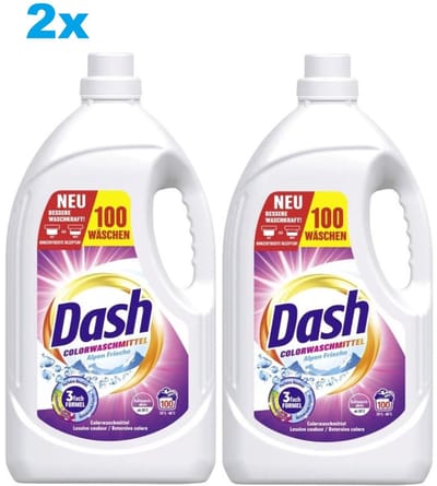 2x Dash Color Fresh Vloeibaar Wasmiddel - Gekleurde Was - 2x 4,5 L - 2x 100 Wasbeurten - Vloeibare, krachtige reiniging - Beschermt tegen vergrijzing - Voorkomt kleuroverdracht - 2 stuks