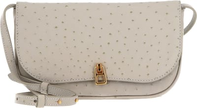 COCCINELLE Leren Schoudertas Magie Ostrich Mini Crossover Bag Gelso Beige