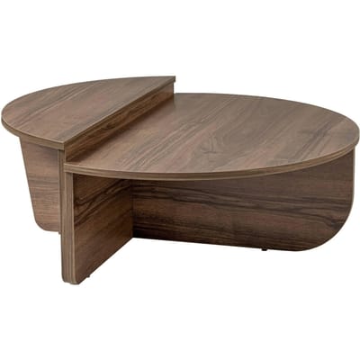 Dimehouse Salontafel Rond 85 cm Naturel Walnoot Melamine Orin - 30x85x30 cm - Hout - Japandi - Ovaal
