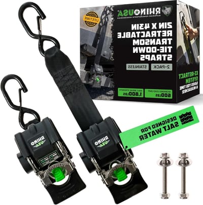 Intrekbare Boottrailerriemen - Spanbanden Aanhanger - Boot Transport - EZ Retract Systeem - 5cm x 1.1m - Roestvrij staal