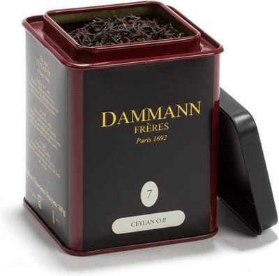 Dammann Frères - Ceylan O.P. blikje N° 7 - 100gram fijne losse zwarte thee uit Sri Lanka - Volstaat voor 50 koppen thee