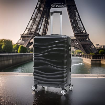 Handbagage koffer maat S trolley Black Wave – Lichtgewicht koffer met cijferslot – Reiskoffer op 4 dubbele zwenkwielen – Hardcase koffer – ABS – Zwart - ca. 55x36x21 cm