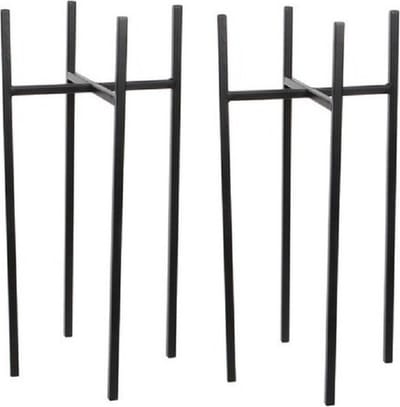 Mica Decorations Planten standaard - 2x stuks - zwart - H55 x B24 cm - metaal - bloempot/plantenpot verhoger