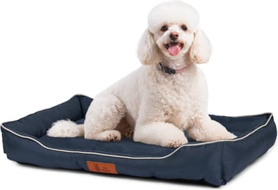 Pet Perfect Benchkussen L - Hondenkussen Wasbaar - Hondenmand - Blauw - 70x50x10