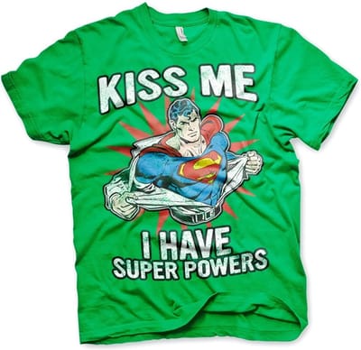 Superman Kiss Me I Have Super Powe -T-shirt Groenrs