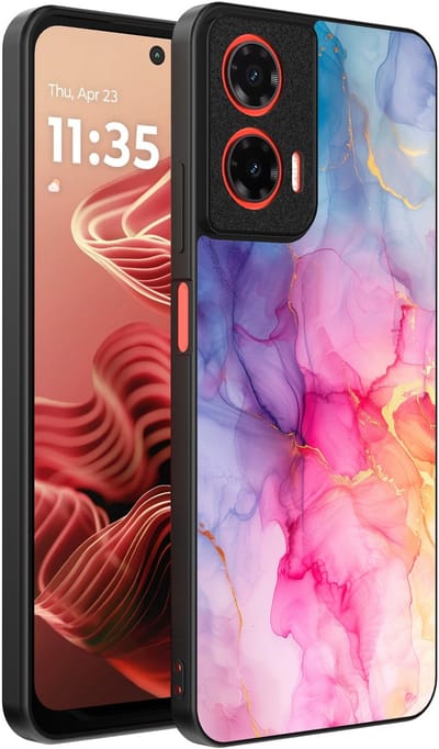 Smartphonica Telefoonhoesje Geschikt voor Motorola Moto G35 met marmeropdruk - TPU backcover case marble design - Regenboog geschikt voor Motorola Moto G35
