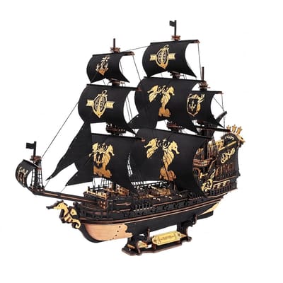 Archi 3D Houten Puzzel Zeilschip – Bouwpakketten volwassenen - Seahorse Barque bouwpakket – 603 Stuks – Bureau Decoratie – Bruin