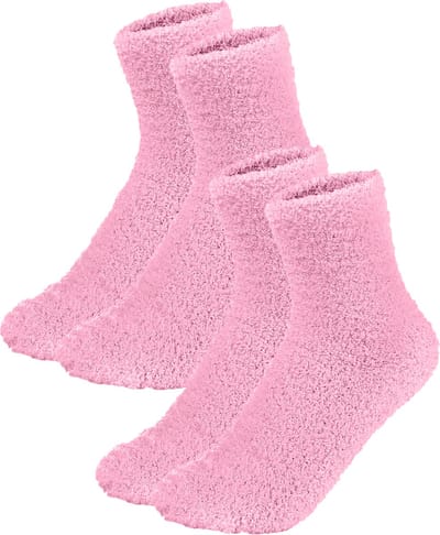 Malinsi® Fluffy Sokken Dames - 2-Pack Roze - One Size maat 36-41 - Huissokken - Badstof - Dikke Wintersokken - Cadeau voor haar - Housewarming - Verjaardag - Slofsokken Vrouw