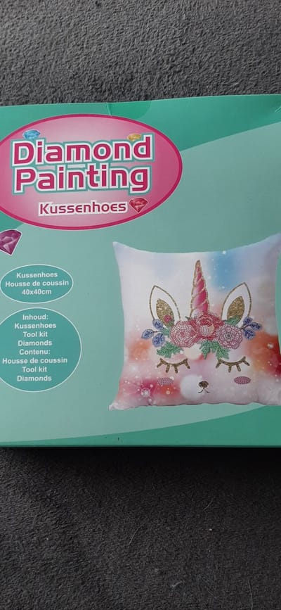 Diamond painting- kussensloop- 40x40 cm / eenhoorn/ unicorn kussen- kussenhoes overtrek eenhoorn paard