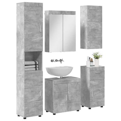 vidaXL - Badkamermeubel - Set - TULUM - 5 - st - Beton - Grijs - 60 - x - 34 - x - 63 - cm