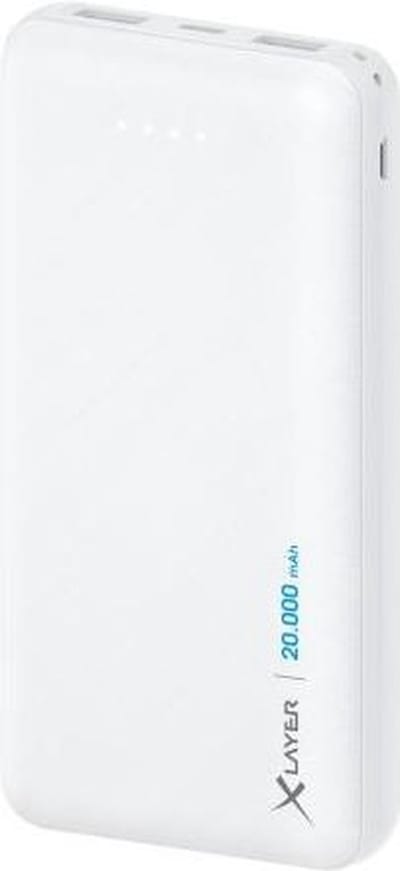 XLayer Powerbank Micro Wit - 20000 mAh LiPo Powerbank - 2 x USB-uitgang - 1 x USB-C-ingang - Wit
