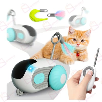Interactief Katten Speelgoed op Afstandsbediening – Automatische & Handmatige Modus – USB-C Oplaadbaar met Sensor en Verwisselbare Staarten – kat speelgoed – kat knuffel – kat speeltje – Slimme sportwagen – 72586