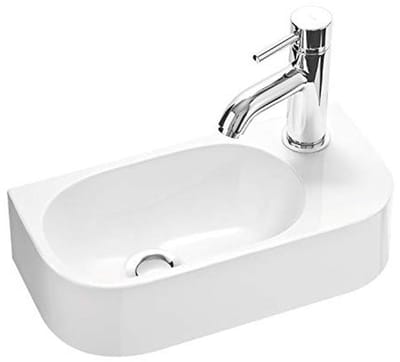 Moderne gastentoilet wastafel voor wandmontage of opzet met kraangat rechts