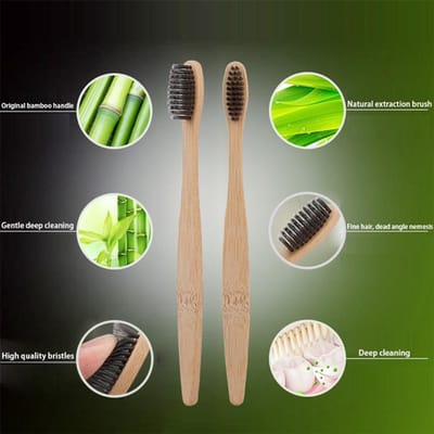 Brosses à dents en charbon de bambou, 10 pièces, poils souples, écologiques, soins buccaux, brosses à dents de voyage white