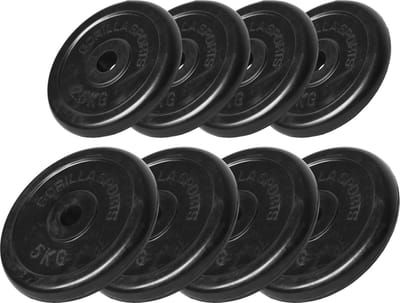 Gorilla Sports Halterschijven set 30 kg - Gietijzer - Rubber - 30 mm - 4 x 2,5 en 4 x 5 kg