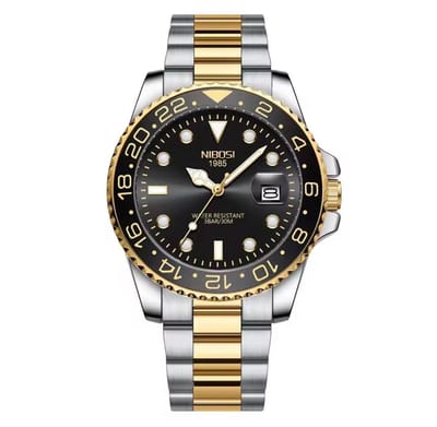 Nibosi - Herenhorloge - Polshorloge - Heren - Horloge - Horlogedoos - Mannen - Zilver Goud & Zwart - RVS
