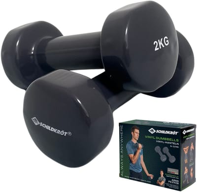 Schildkröt dumbbells fitness set 2x2kg - vinyl gewichten grijs.
