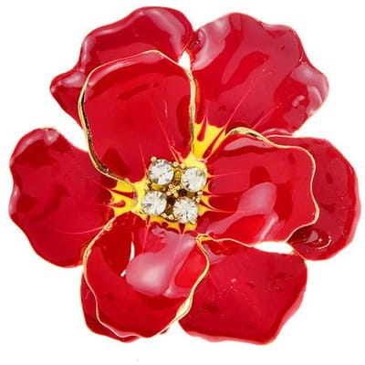 Prachtige Grote Bloemen Broches Voor Vrouwen Emaille Mode Sieraden Kleuren Beschikbaar rood