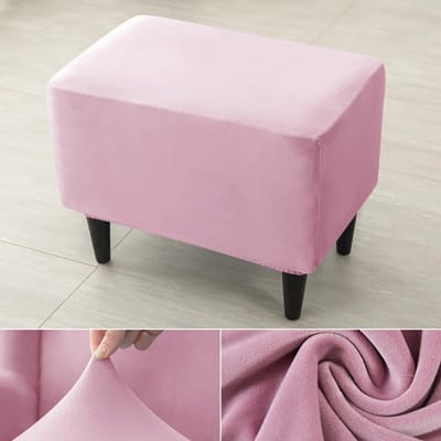 Housse de tabouret ottoman en velours doux, extensible, rectangulaire, antidérapante, amovible, pour canapé, fauteuil, repose-pieds, housse de protection