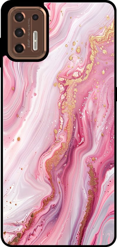 Smartphonica Telefoonhoesje Geschikt voor Motorola Moto G9 Plus met marmer opdruk - TPU backcover case marble design - Roze geschikt voor Motorola Moto G9 Plus