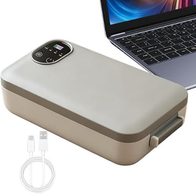 Verwarmde Lunchbox - Elektrische Voedselwarmer - Maaltijden Warm Houden - Instelbare Temperatuur - 900 ml - Grijs