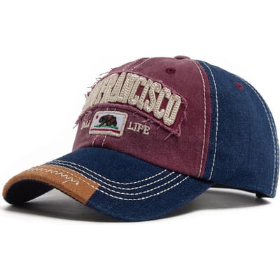 Californië Beer Baseballpet Mannen Vrouwen Gewassen Denim Retro Letter Geborduurd Hoed Zomer Hip Hop Snapback Voor Dagelijks Gebruik Casual Adjustable gray