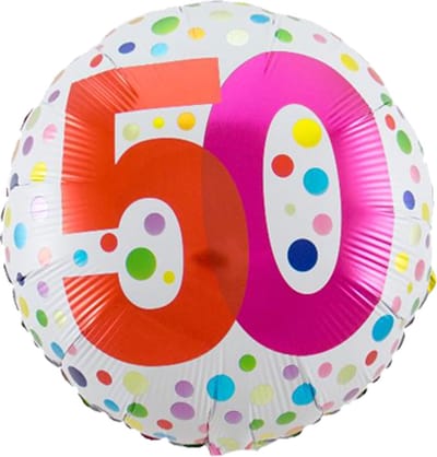 Folat - Folieballon 50 Jaar Wit/Stippen Meerkleurig 45 cm