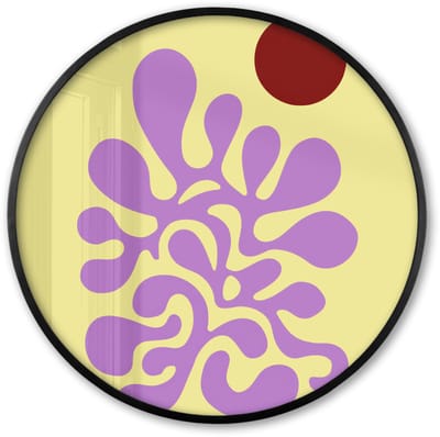 Poster in lijst Rond - Fotolijst 60x60 cm - Posters - Koraal - Cirkel - Abstract - Geel - Ronde posterlijst zwart - Decoratie - Wanddecoratie woonkamer - Muurdecoratie slaapkamer