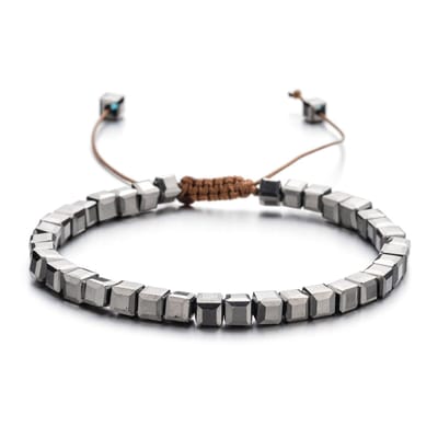 Sorprese armband - Ibiza Beads - armband dames - vierkante kralen - Zilverkleurig - verstelbaar - cadeau - Model S - Cadeau