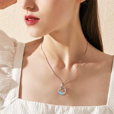 Collier Vow Sea Mountain Wave en argent sterling 925 pour femme, chaîne de clavicule, SNE625 beige