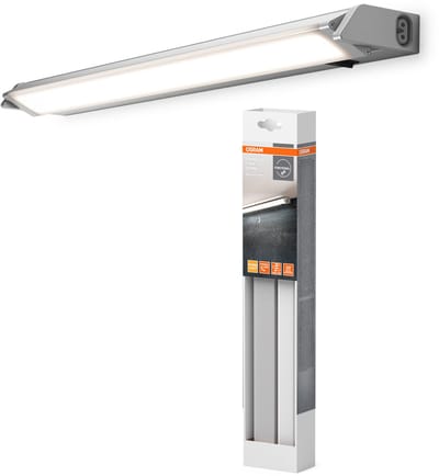 OSRAM LED onderkastlamp met kantelfunctie 357mm in zilver van aluminium, in 830 warm wit, IP20 beschermingsgraad, voor plank- en onderkastverlichting